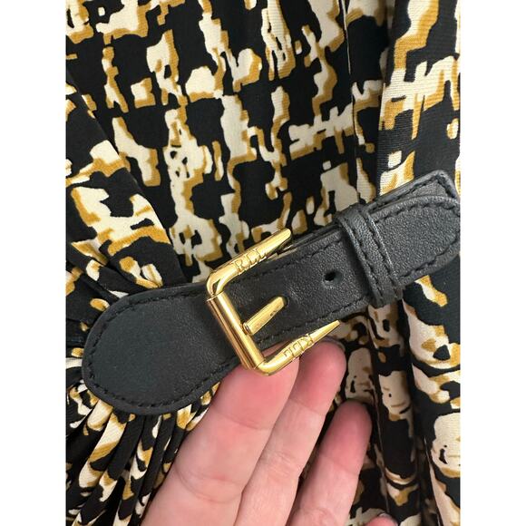 LRL Ralph Lauren Black Printed Buckle Dress 14 Office Mature - Picture 4 of 8